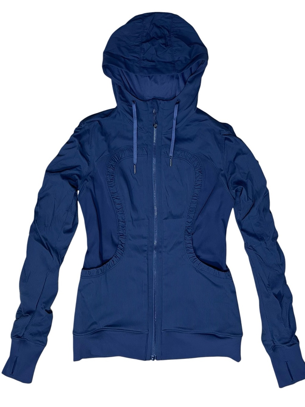 Lululemon Sz 8 Dance Studio Jacket III
Navy Blue Hooded Zip Coat Athletic Gym。